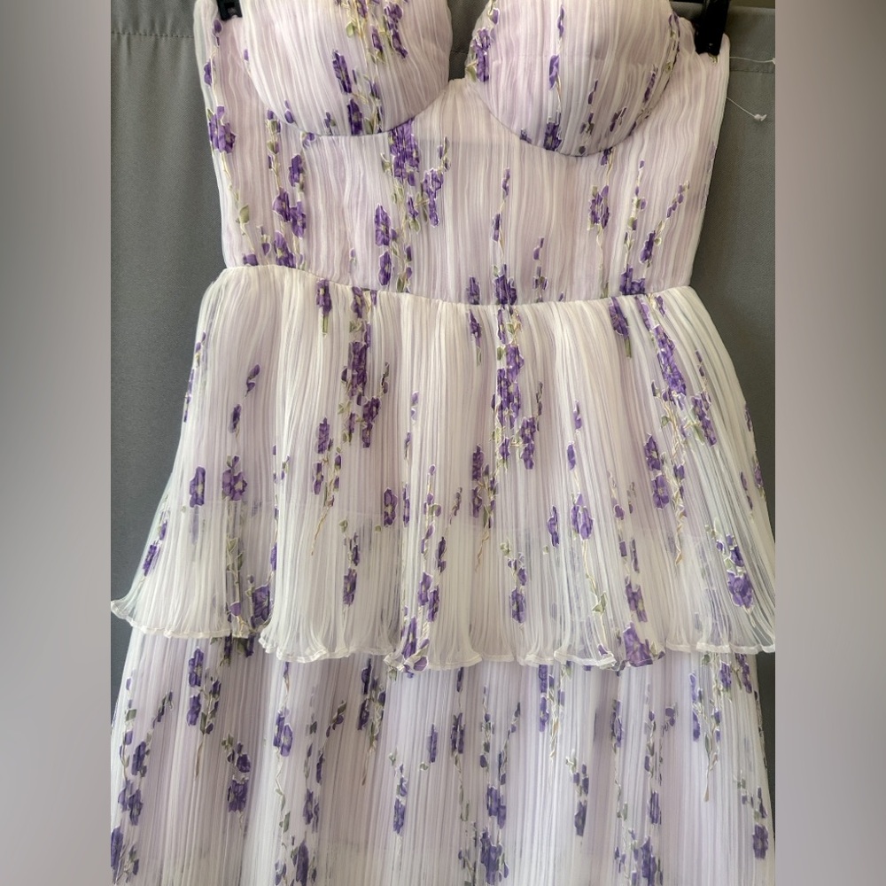 Dress the Population Lavender Floral Strapless Maxi Dress - Picture 7 of 11